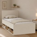 Letto Singolo Beige Dimensione Materasso 90x190 cm con Vani Portaoggetti, Singolo - Lifarare