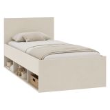 Letto Singolo Beige Dimensione Materasso 90x190 cm con Vani Portaoggetti, Singolo - Lifarare