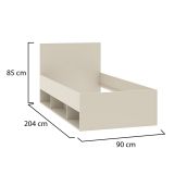 Letto Singolo Beige Dimensione Materasso 90x190 cm con Vani Portaoggetti, Singolo - Lifarare