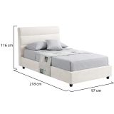 Letto Singolo Beige Materasso Incluso Sfoderabile, Contenitore Made in Italy - Brendola