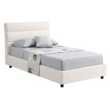 Letto Singolo Beige Sfoderabile Contenitore, Dimensione Materasso 80x200 cm Made in Italy - Brenta