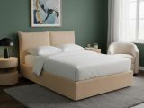 Letto Singolo Beige Sfoderabile Contenitore, Dimensione Materasso 90x190 cm - Rosora