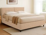 Letto Singolo Beige Sfoderabile Contenitore, Dimensione Materasso 90x190 cm - Stazzano