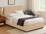 Letto Singolo Beige Sfoderabile Contenitore, Dimensione Materasso 90x190 cm - Supino