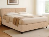Letto Singolo Beige Sfoderabile Contenitore, Dimensione Materasso 90x200 cm - Nocara