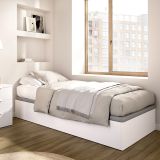 Letto Singolo Bianco Contenitore Dimensione Materasso 90x190 cm - Alamosa