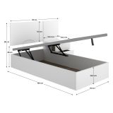 Letto Singolo Bianco Contenitore Dimensione Materasso 90x190 cm, - Lufkin