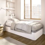 Letto Singolo Bianco Contenitore Dimensione Materasso 90x190 cm, Stuttura con Angoli Arrotondati - Arcata