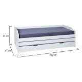 Letto Singolo Bianco Contenitore Singolo, - Sibari