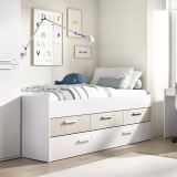 Letto singolo bianco e rovere 95x194cm - Aftro