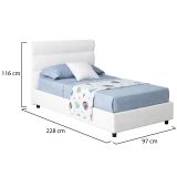 Letto Singolo Bianco Materasso Incluso Sfoderabile, Contenitore Made in Italy - Adalpina