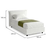 Letto Singolo Bianco Materasso Incluso Sfoderabile, Contenitore Made in Italy - Atrelmo