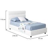 Letto Singolo Bianco Materasso Incluso Sfoderabile, Contenitore Made in Italy - Brendola