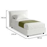 Letto Singolo Bianco Materasso Incluso Sfoderabile, Contenitore Made in Italy - Brozolo