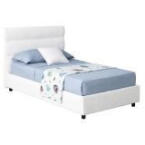 Letto Singolo Bianco Sfoderabile Contenitore, Dimensione Materasso 80x200 cm Made in Italy - Brenta