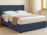 Letto Singolo blu Sfoderabile Contenitore, Dimensione Materasso 90x190 cm - Fiumalbo