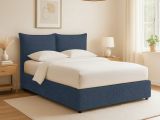 Letto Singolo blu Sfoderabile Contenitore, Dimensione Materasso 90x190 cm - Rosora
