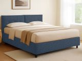 Letto Singolo blu Sfoderabile Contenitore, Dimensione Materasso 90x190 cm - Stazzano