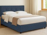 Letto Singolo blu Sfoderabile Contenitore, Dimensione Materasso 90x200 cm - Cerzeto