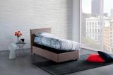 Letto singolo Candida, Letto contenitore con rivestimento in tessuto, 100% Made in Italy, Apertura laterale, adatto per materasso Cm 80x190, Tortora