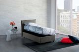 Letto singolo Carola, Letto contenitore con rivestimento in tessuto, 100% Made in Italy, Apertura laterale, con materasso Cm 80x190 incluso, Grigio