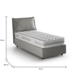 Letto singolo Carolina, Letto contenitore con rivestimento in tessuto, 100% Made in Italy, Apertura frontale, con materasso Cm 80x190 incluso, Grigio