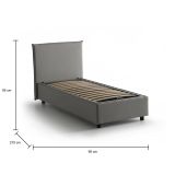 Letto singolo Cassiopea, Letto contenitore con rivestimento in tessuto, 100% Made in Italy, Apertura frontale, adatto per materasso Cm 80x200, Grigio