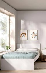 Letto singolo Castellaro, Sommier per camera da letto, Giroletto per stanza, Struttura porta materasso, 96x195 h67 cm, Bianco