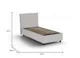 Letto singolo Celestina, Letto contenitore con rivestimento in ecopelle, 100% Made in Italy, Apertura frontale, adatto per materasso Cm 90x190, Bianco