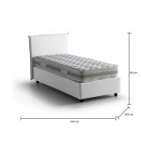 Letto singolo Chiaraluna, Letto contenitore con rivestimento in tessuto, 100% Made in Italy, Apertura frontale, con materasso Cm 90x190 incluso, Bianco