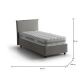 Letto singolo Chiaraluna, Letto contenitore con rivestimento in tessuto, 100% Made in Italy, Apertura frontale, con materasso Cm 90x190 incluso, Grigio
