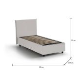 Letto singolo Christine, Letto contenitore con rivestimento in ecopelle, 100% Made in Italy, Apertura frontale, adatto per materasso Cm 90x200, Bianco