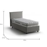 Letto singolo Claire, Letto contenitore con rivestimento in tessuto, 100% Made in Italy, Apertura frontale, con materasso Cm 90x200 incluso, Grigio