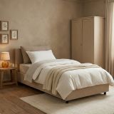 Letto singolo con contenitore tortora 95x205cm comodo - Anzi