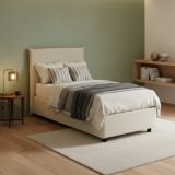 Letto singolo contenitore beige 105x205cm rete inclusa - Ajan