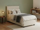 Letto singolo contenitore beige 105x205cm rete inclusa - Ajan