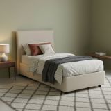 Letto singolo contenitore beige 105x215cm rivestimento in tessuto - Alder