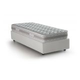 Letto singolo contenitore bianco 105x205cm rivestimento in ecopelle - Nantine