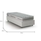 Letto singolo contenitore bianco 105x205cm rivestimento in ecopelle - Nantine
