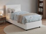 Letto singolo contenitore bianco 105x205cm rivestimento in tessuto - Arminius
