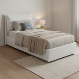 Letto singolo contenitore bianco 105x205cm sfoderabile - Aigor
