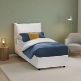 Letto singolo contenitore bianco 105x215cm rivestimento in ecopelle - Anitza