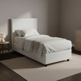 Letto singolo contenitore bianco 105x215cm rivestimento in tessuto - Alder