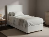 Letto singolo contenitore bianco 105x215cm rivestimento in tessuto - Alder