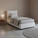 Letto singolo contenitore bianco 95x205cm moderno - Ildegarda