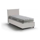Letto singolo contenitore bianco 95x205cm rivestito in ecopelle - Tashkent