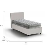 Letto singolo contenitore bianco 95x205cm rivestito in ecopelle - Tashkent