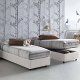 Letto singolo contenitore bianco 95x205cm rivestito in tessuto - Aquolina