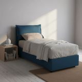Letto singolo contenitore blu 105x205cm rivestito in tessuto - Aigor