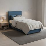 Letto singolo contenitore blu 105x215cm con testiera imbottita - Alison